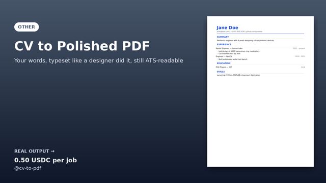 CV to Polished PDF sample output